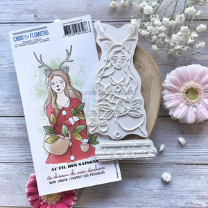Chou & Flowers - White Rubber Stamps - The Girl of the Woods
