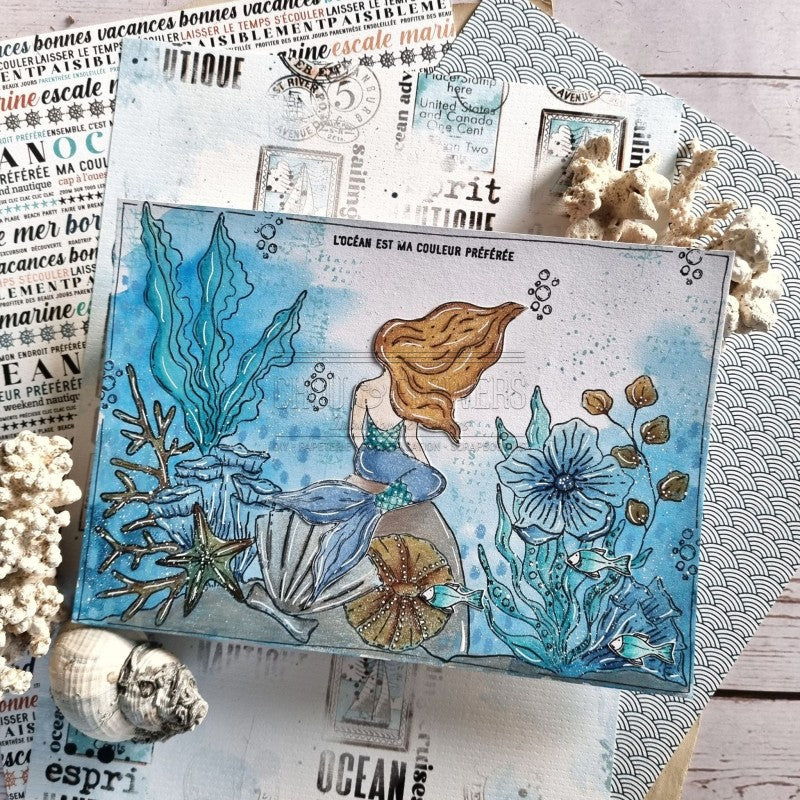 Chou & Flowers - White Rubber Stamps - Mermaid