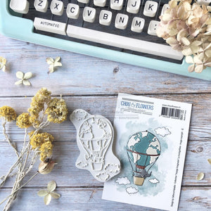 Chou & Flowers - White Rubber Stamps - The Hot Air Balloon