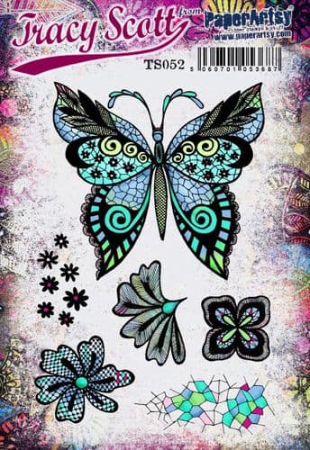 PaperArtsy - Tracy Scott 52 - Rubber Cling Mounted Stamp Set