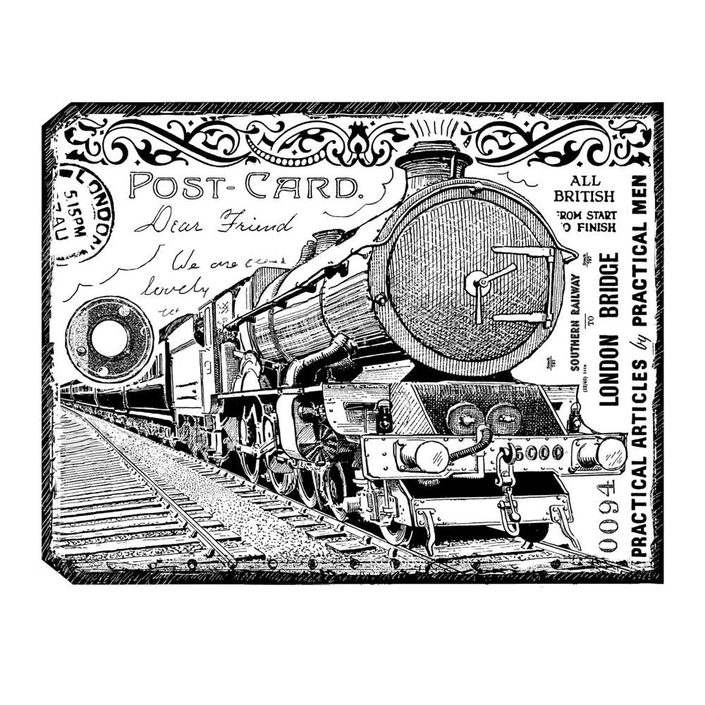 Buy Stampendous, Cling Rubber Stamp, Train Postcard Online at
