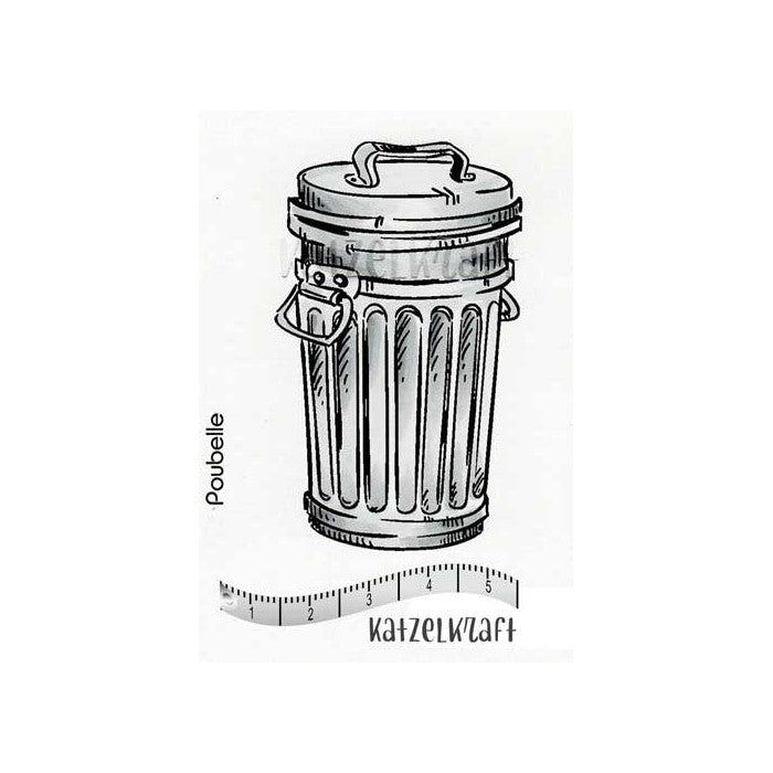 Katzelkraft - SOLO107 - Unmounted Red Rubber Stamp - Garbage Can
