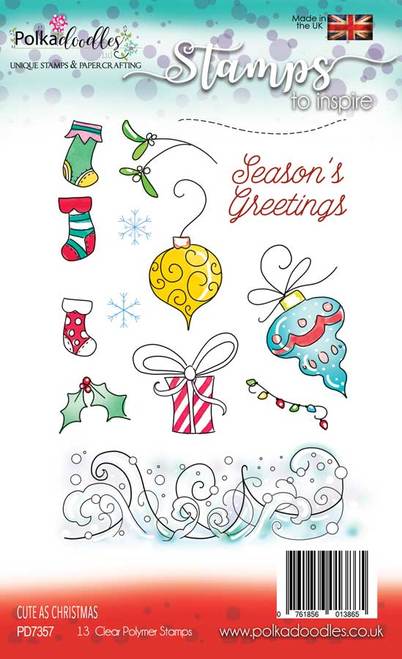Polkadoodles - Clear Polymer Stamp Set - A6 - Cute as Christmas