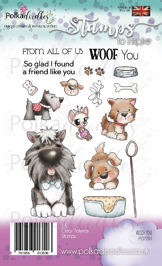 Polkadoodles - Clear Polymer Stamp Set - A6 - Woof You