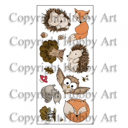 Hobby Art Stamps - Clear Polymer Stamp Set - Forest Friends (retired)